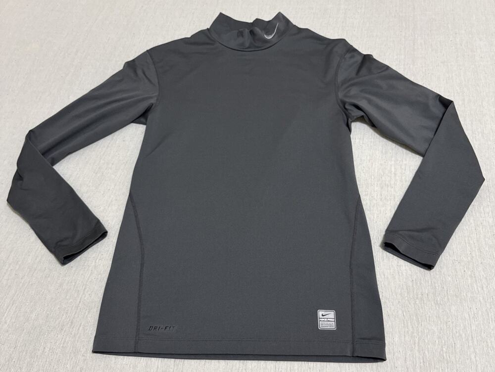 Nike Pro Combat Compression Mock Neck Mens Dri-Fit Training Gray Shirt Sz L